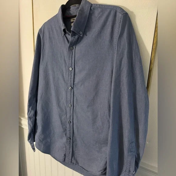 GOODTHREADS Men's Slim-Fit Long-Sleeve Oxford Indigo Chambray Button Up Size M - Picture 11 of 11
